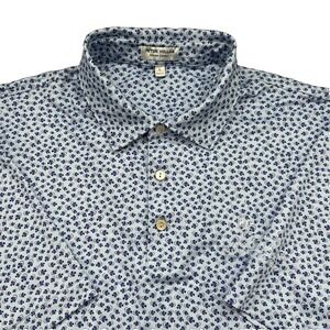 Peter Millar " Angry Anglers " Fish Print Performance Polo Golf Shirt Mens Large